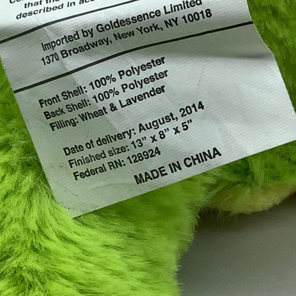 Cozy Hugs Warmies Microwavable Freezable Frog Aromatherapy Wheat Lavender Plush - Picture 5 of 5